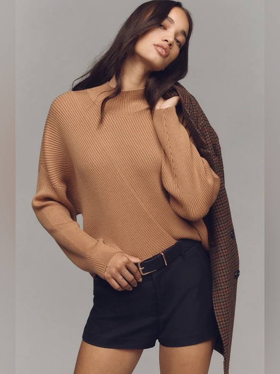 Maeve Sweaters - Maeve by Anthropologie Mock Neck Sweater in Camel Brown size Medium Fall NWOT